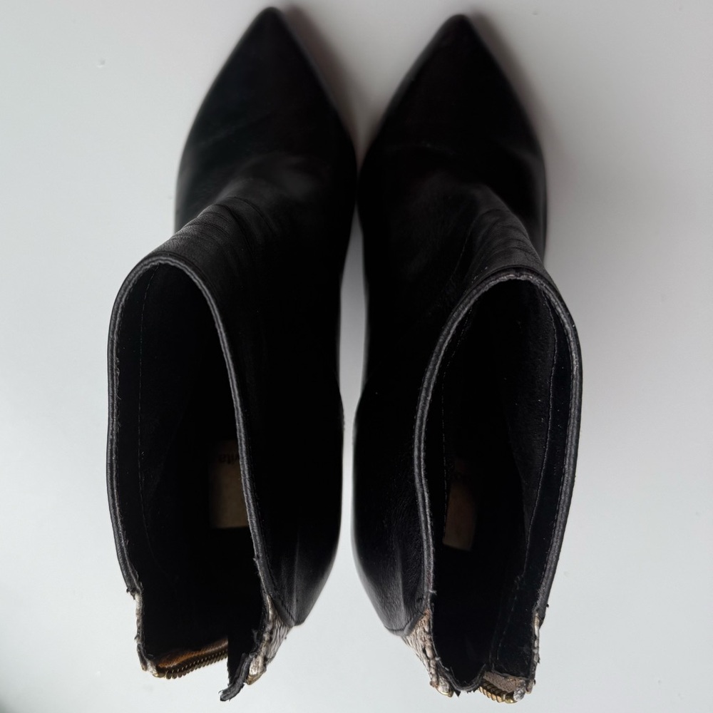 Dolce Vita Black Ankle Boots with Snakeskin Accent - Picture 4 of 7